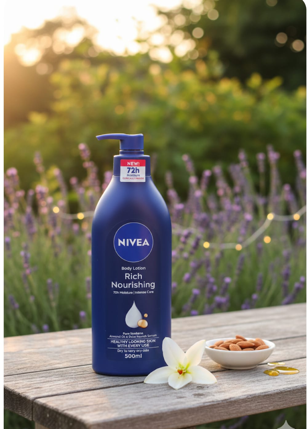 Nivea Body Lotion Rich Nourishing 72 HRS Moisture Intense Care 500ml. Made in germany